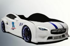 Детская кровать машина Star Premium Mersedes GT white 160х80 см с подсветкой, музыкой, кожаный салон, пультом